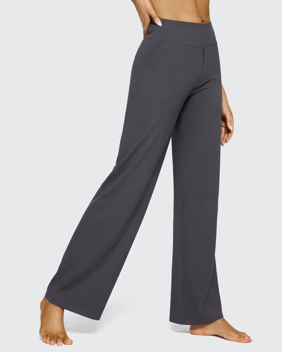 Cristina | Pantalones Mujer Tiro Alto Pierna Ancha con Bolsillos