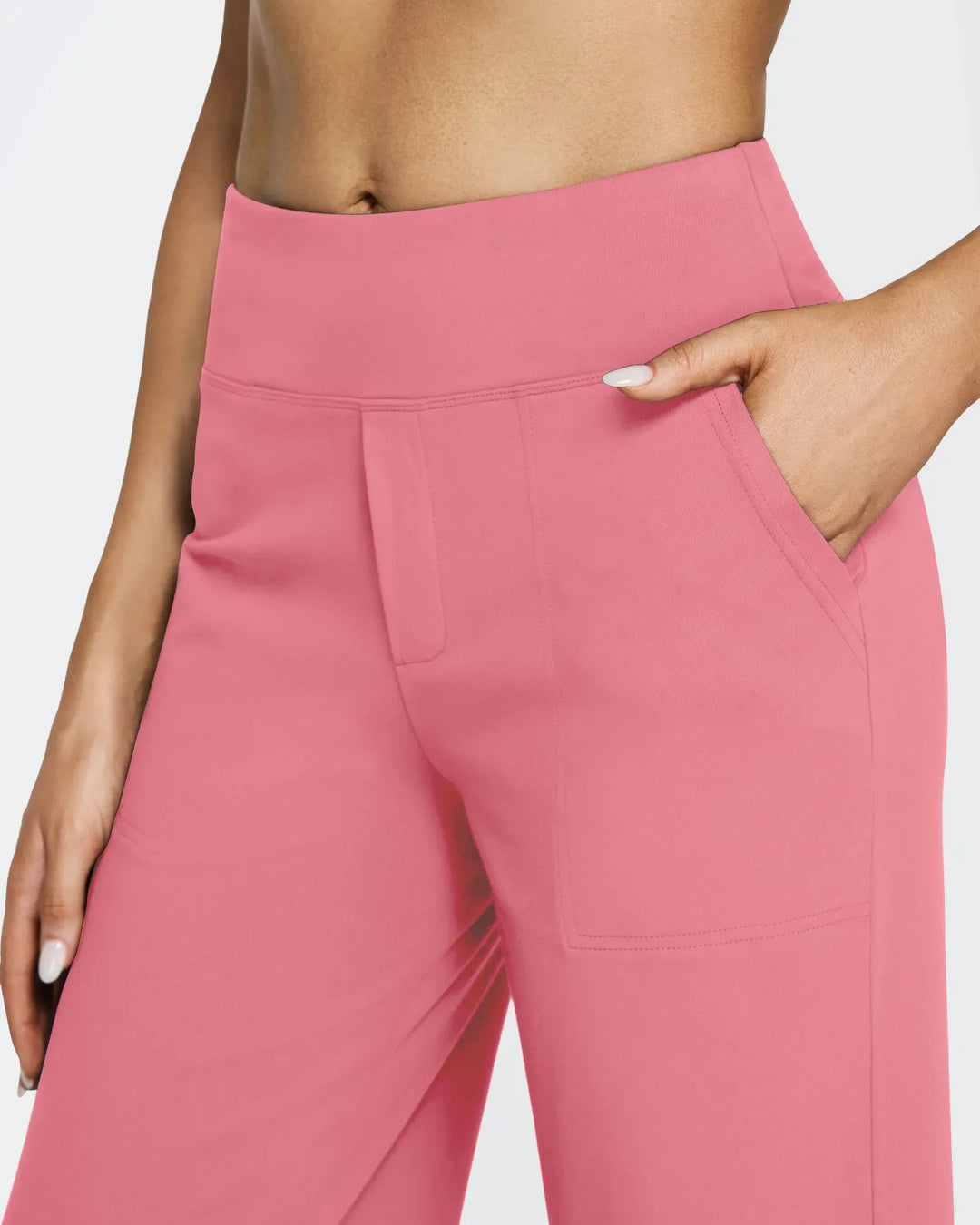 Cristina | Pantalones Mujer Tiro Alto Pierna Ancha con Bolsillos