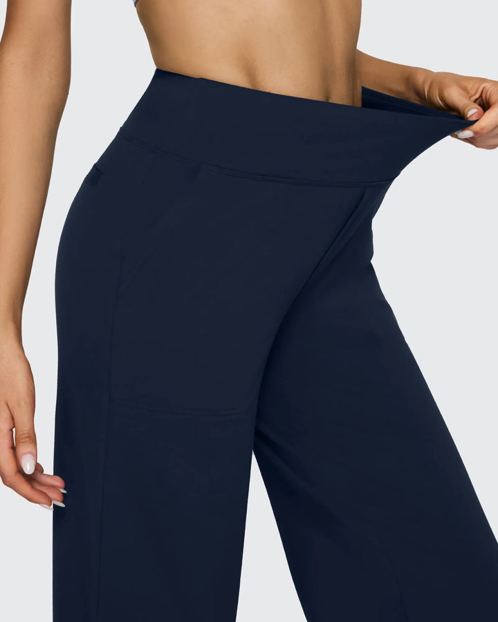 Cristina | Pantalones Mujer Tiro Alto Pierna Ancha con Bolsillos