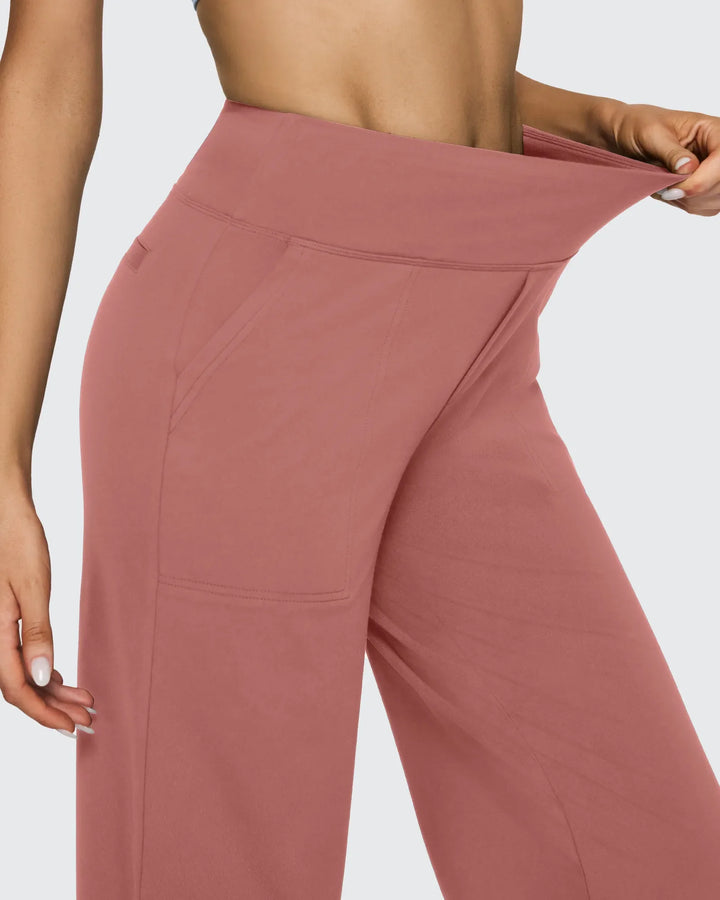 Cristina | Pantalones Mujer Tiro Alto Pierna Ancha con Bolsillos