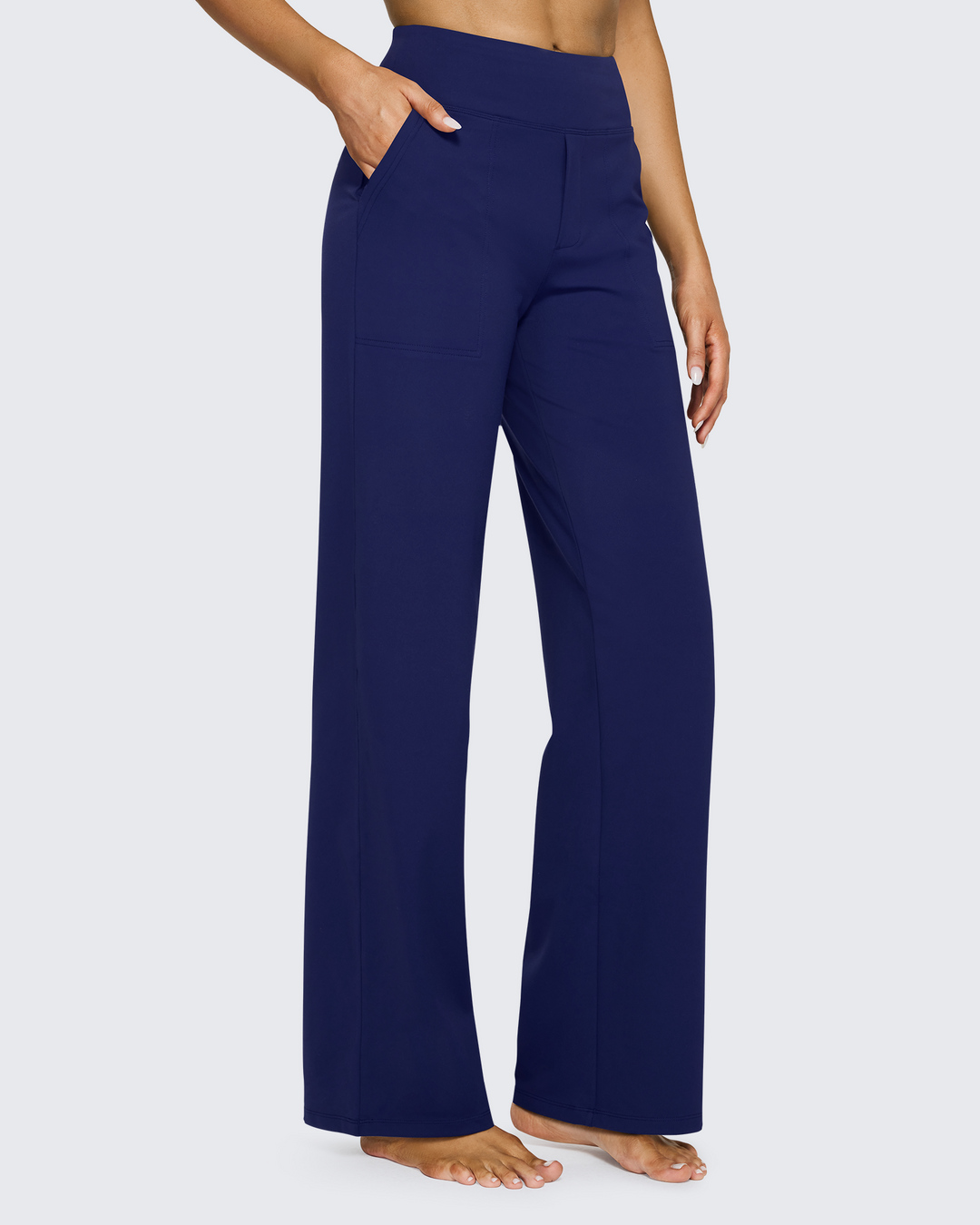Cristina | Pantalones Mujer Tiro Alto Pierna Ancha con Bolsillos