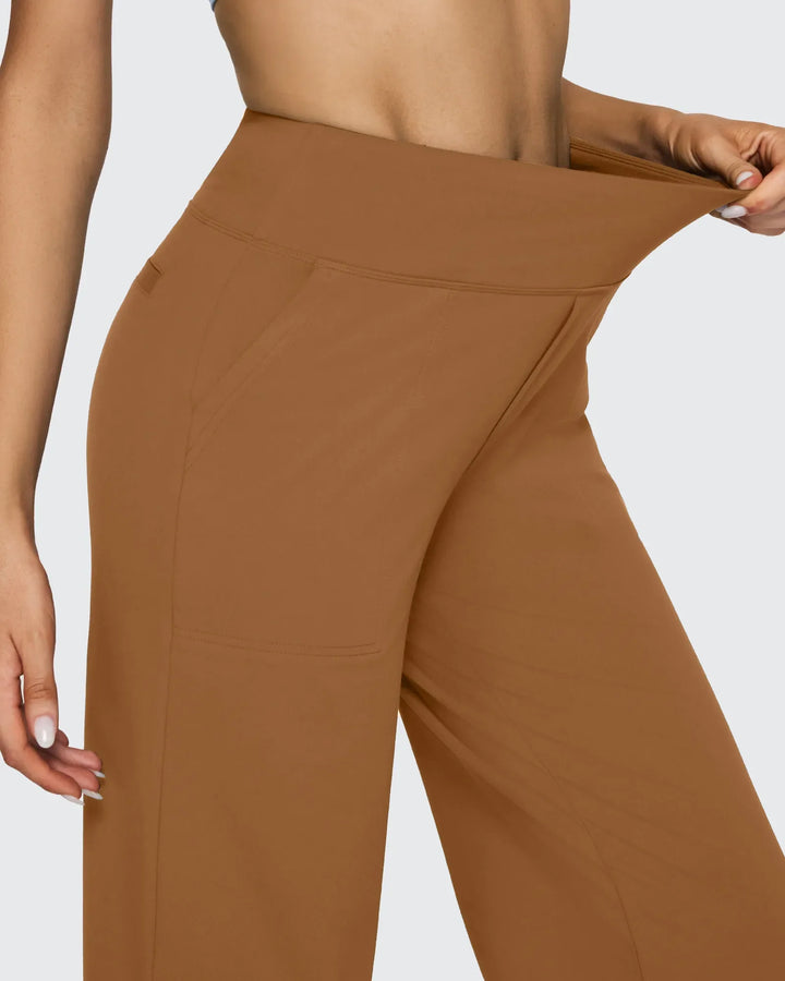 Cristina | Pantalones Mujer Tiro Alto Pierna Ancha con Bolsillos