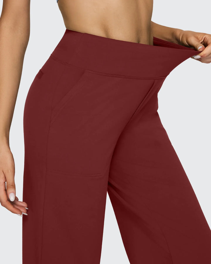 Cristina | Pantalones Mujer Tiro Alto Pierna Ancha con Bolsillos