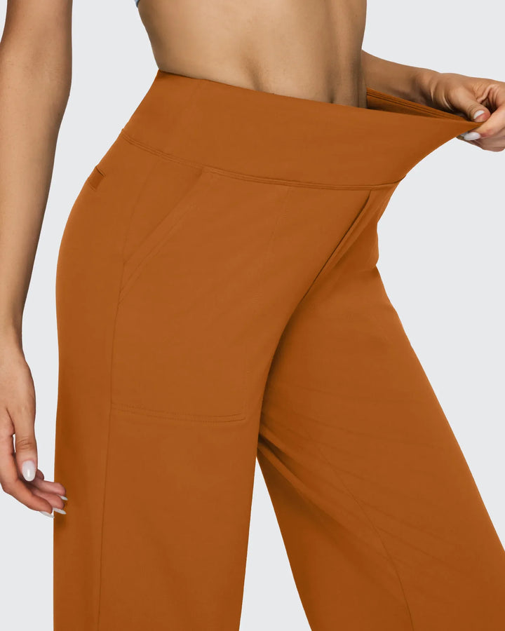 Cristina | Pantalones Mujer Tiro Alto Pierna Ancha con Bolsillos