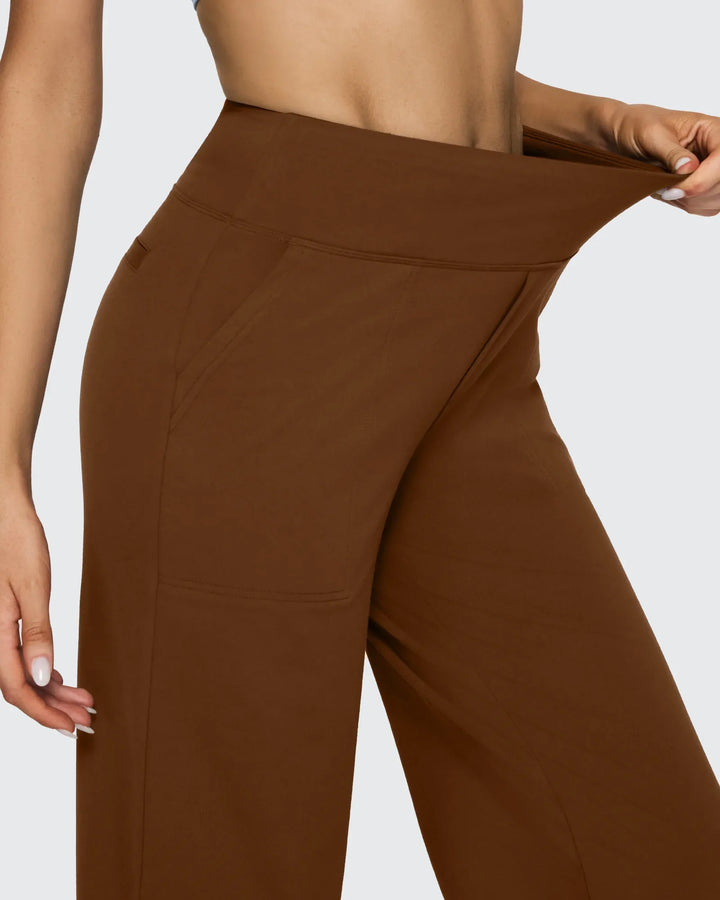 Cristina | Pantalones Mujer Tiro Alto Pierna Ancha con Bolsillos