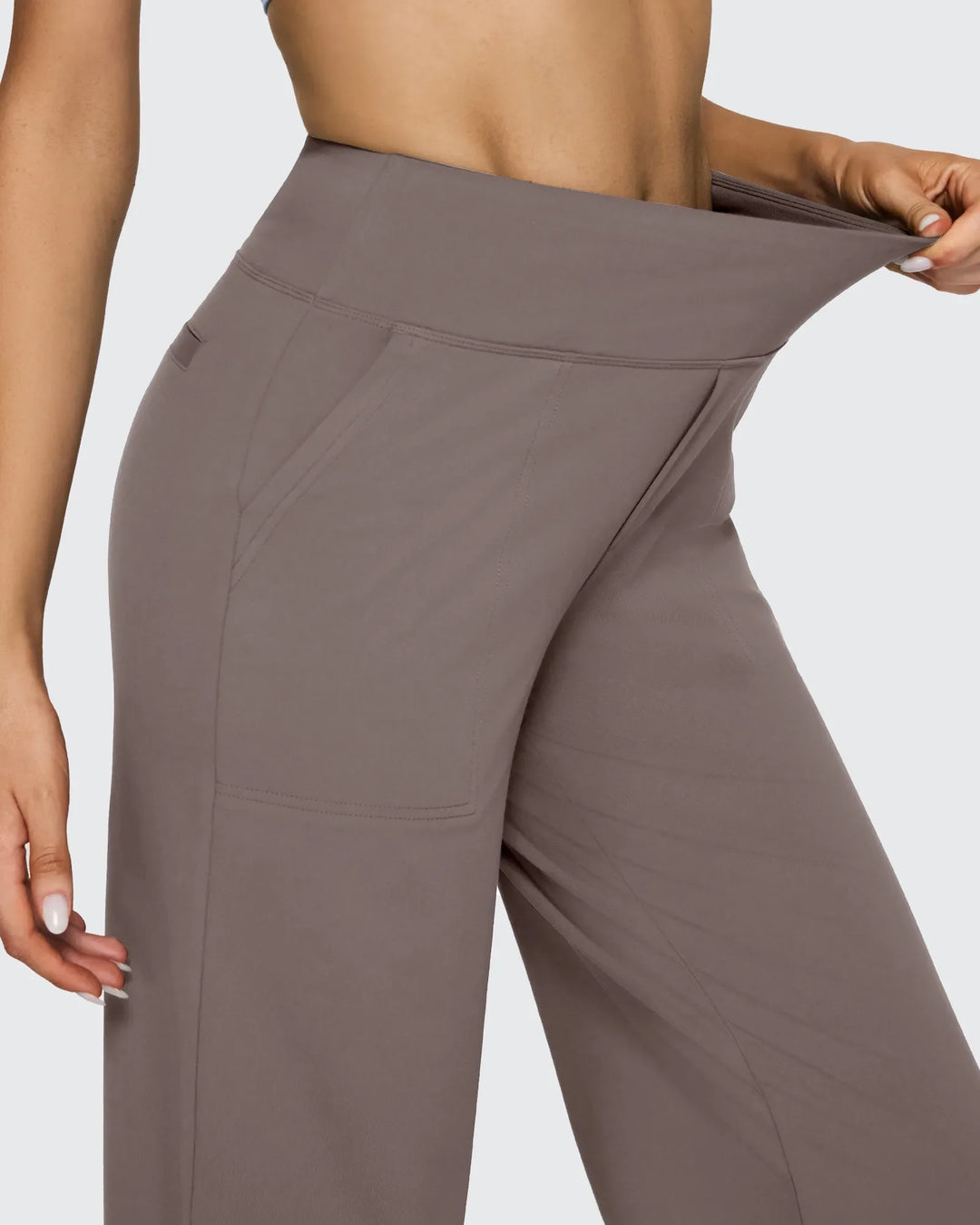 Cristina | Pantalones Mujer Tiro Alto Pierna Ancha con Bolsillos