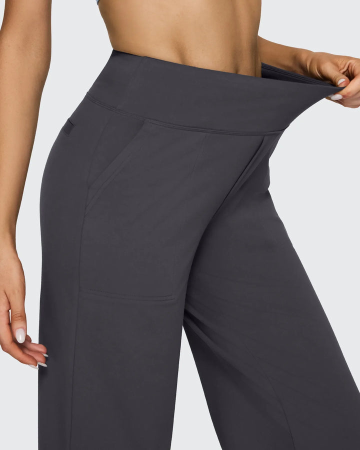 Cristina | Pantalones Mujer Tiro Alto Pierna Ancha con Bolsillos