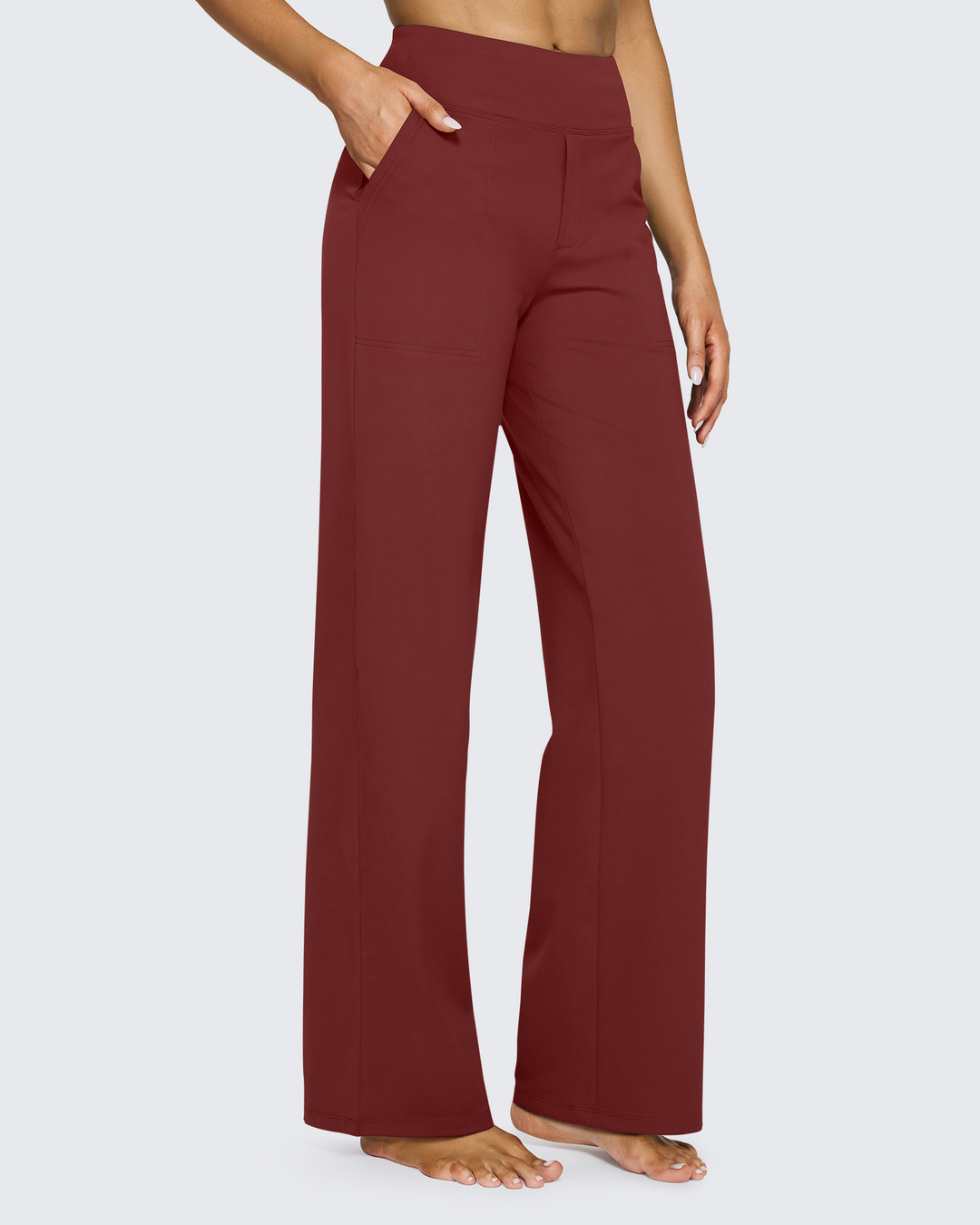 Cristina | Pantalones Mujer Tiro Alto Pierna Ancha con Bolsillos