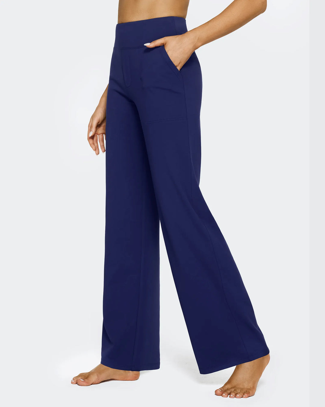 Cristina | Pantalones Mujer Tiro Alto Pierna Ancha con Bolsillos