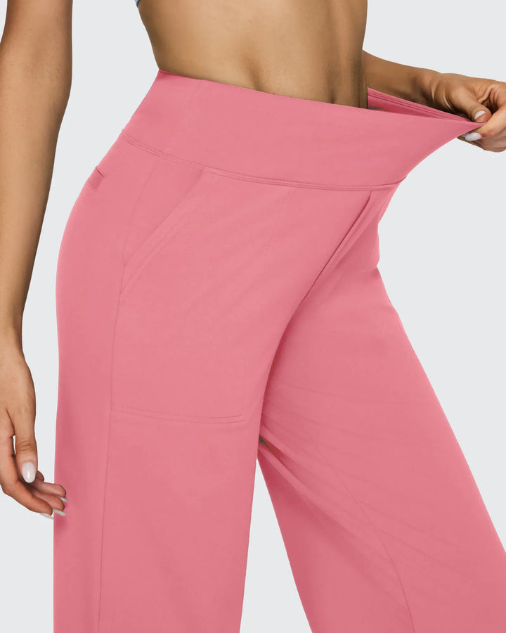 Cristina | Pantalones Mujer Tiro Alto Pierna Ancha con Bolsillos