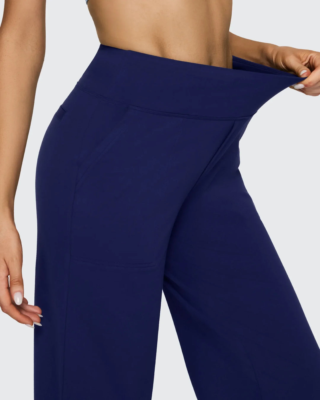 Cristina | Pantalones Mujer Tiro Alto Pierna Ancha con Bolsillos