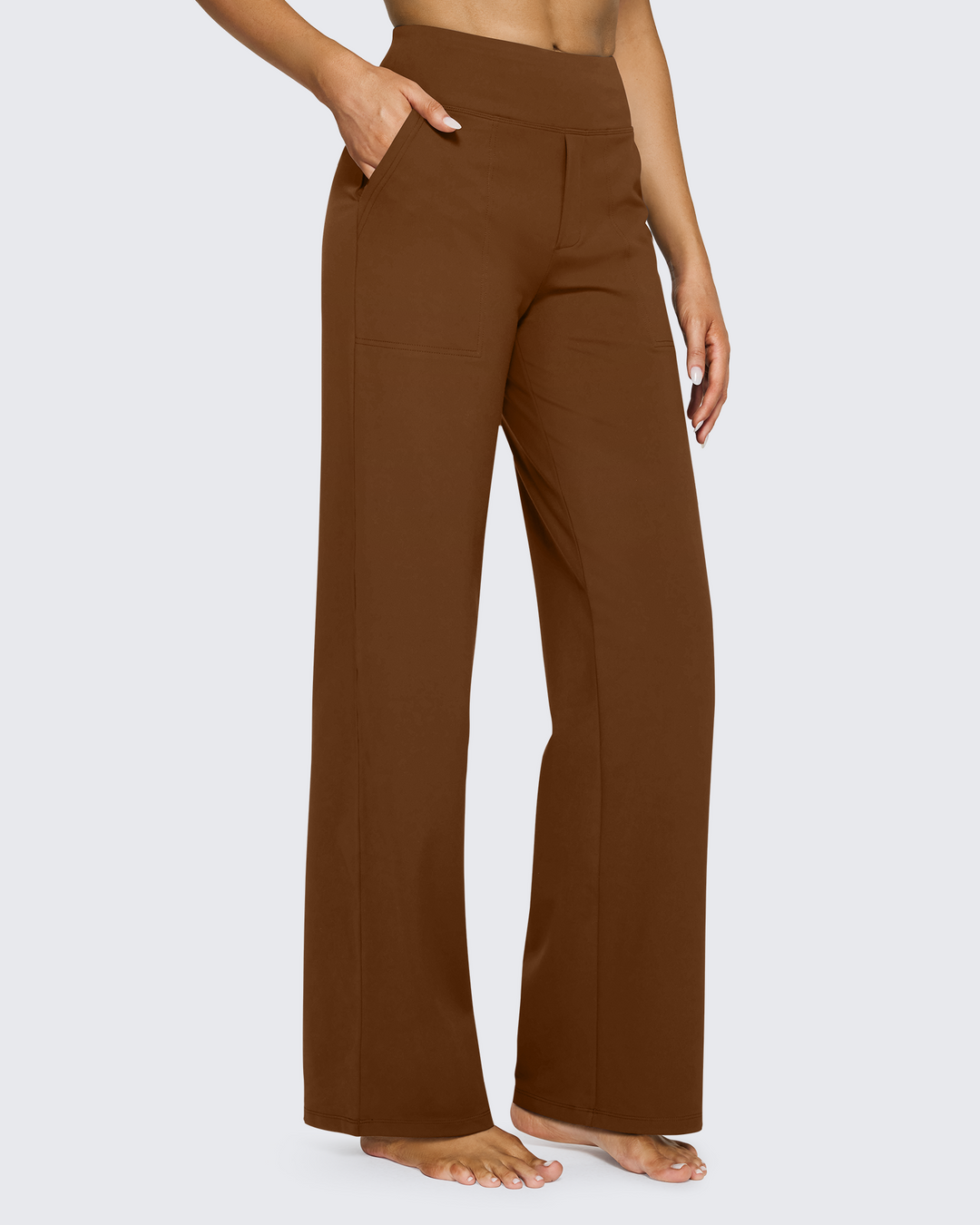 Cristina | Pantalones Mujer Tiro Alto Pierna Ancha con Bolsillos