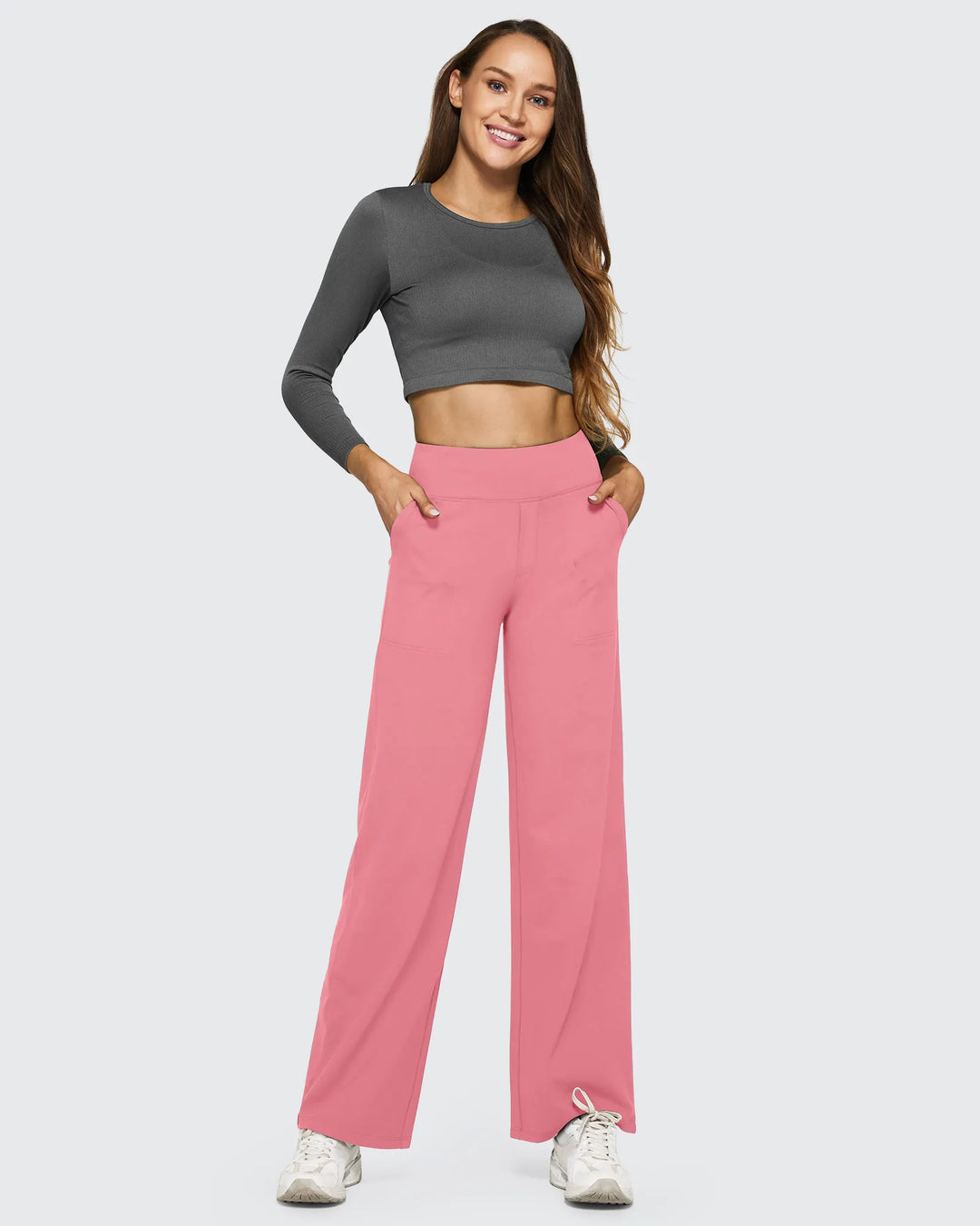 Cristina | Pantalones Mujer Tiro Alto Pierna Ancha con Bolsillos