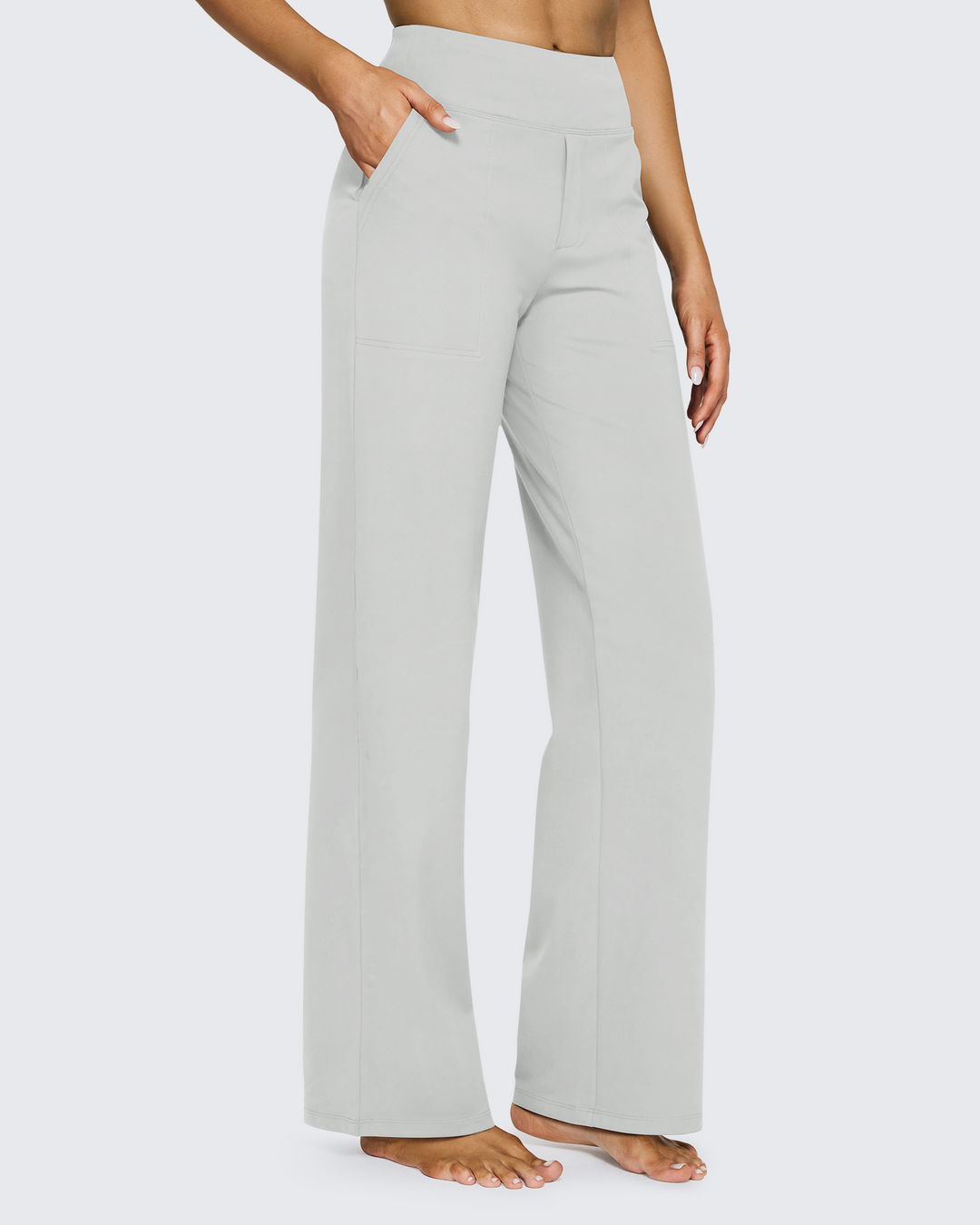 Cristina | Pantalones Mujer Tiro Alto Pierna Ancha con Bolsillos