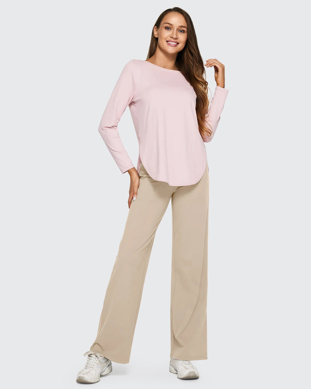 Cristina | Pantalones Mujer Tiro Alto Pierna Ancha con Bolsillos