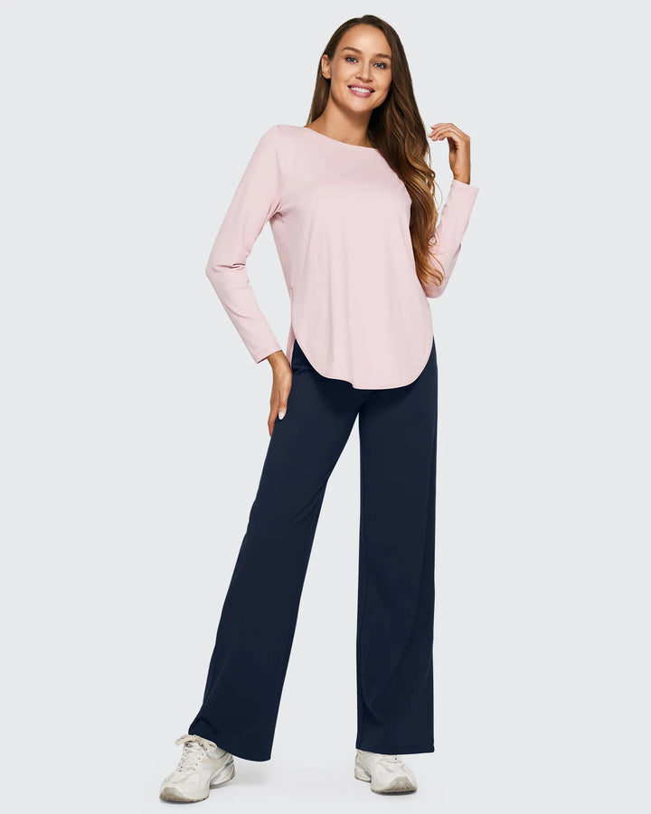 Cristina | Pantalones Mujer Tiro Alto Pierna Ancha con Bolsillos