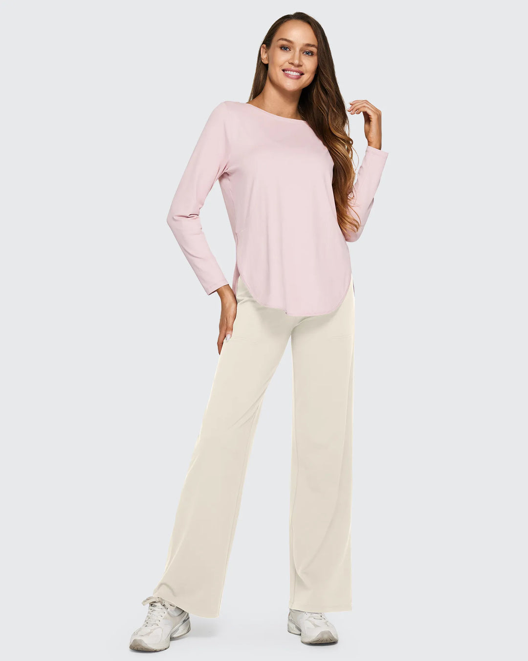 Cristina | Pantalones Mujer Tiro Alto Pierna Ancha con Bolsillos