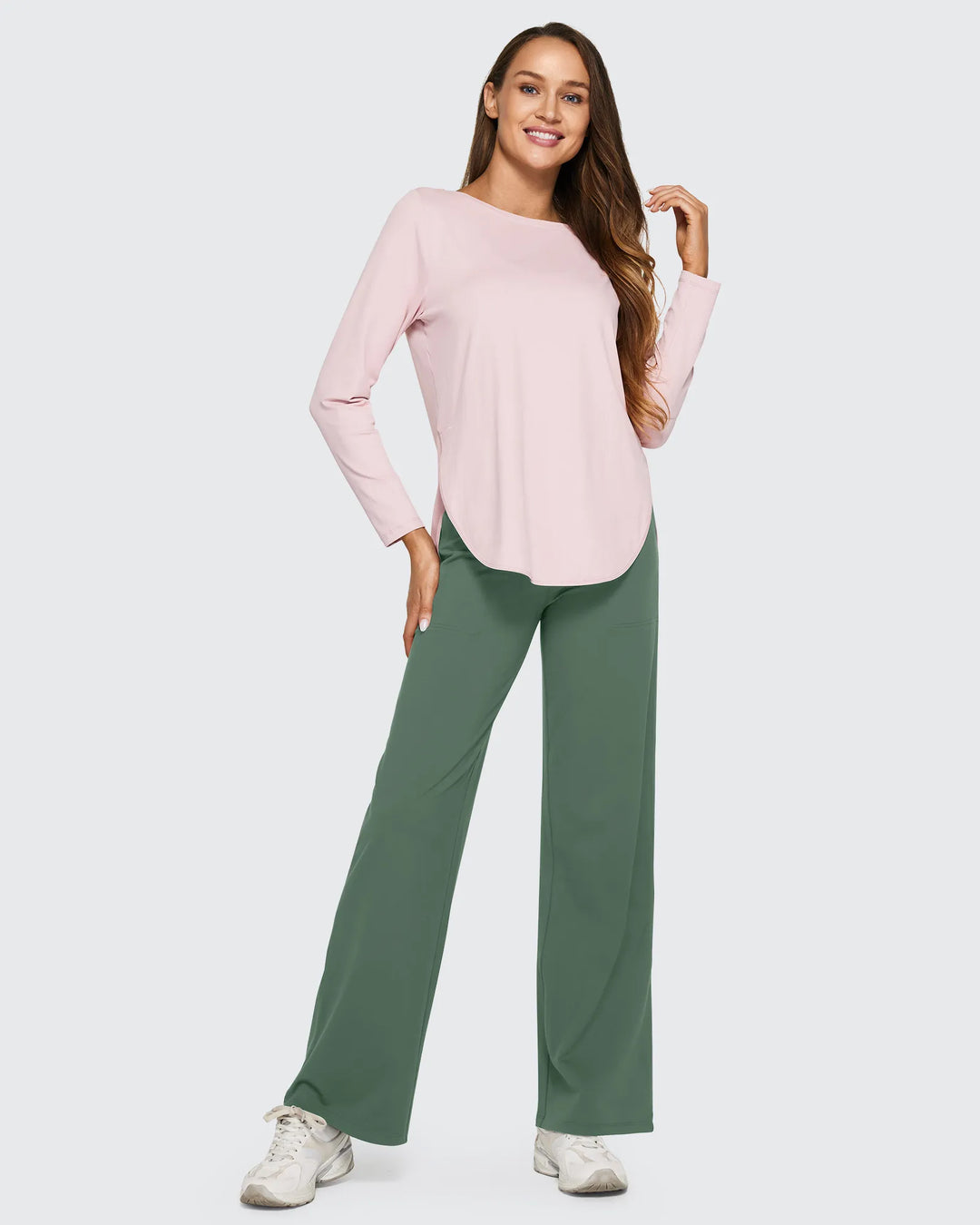 Cristina | Pantalones Mujer Tiro Alto Pierna Ancha con Bolsillos