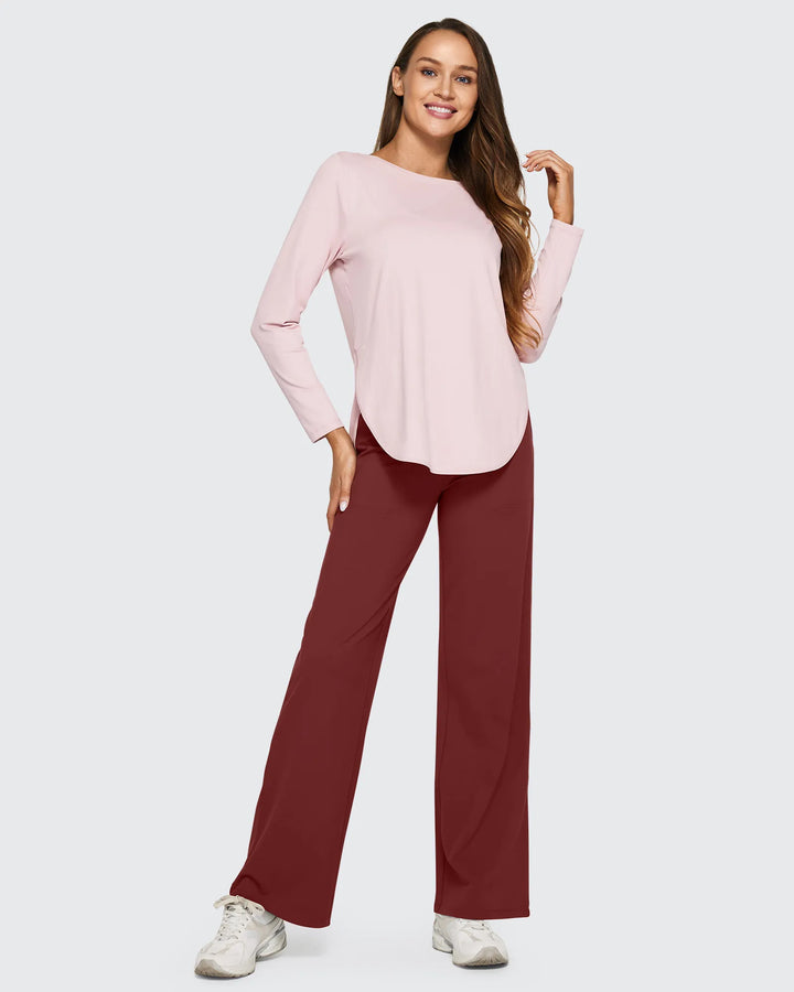 Cristina | Pantalones Mujer Tiro Alto Pierna Ancha con Bolsillos
