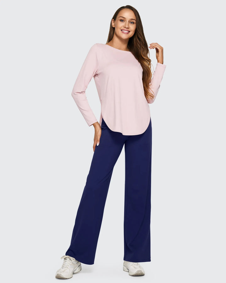 Cristina | Pantalones Mujer Tiro Alto Pierna Ancha con Bolsillos