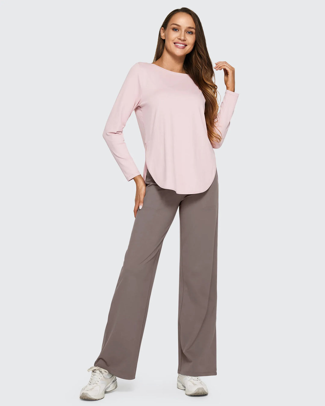 Cristina | Pantalones Mujer Tiro Alto Pierna Ancha con Bolsillos
