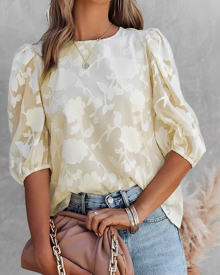 Daniela | Blusa Floral de Chifón Manga Corta