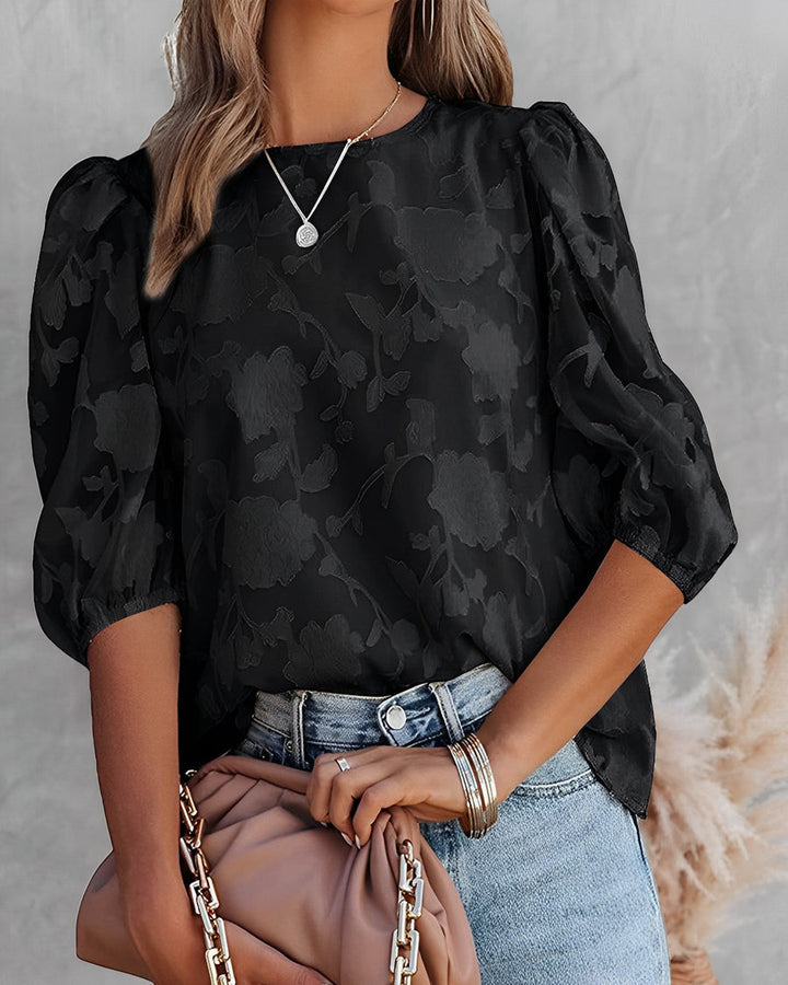 Daniela | Blusa Floral de Chifón Manga Corta