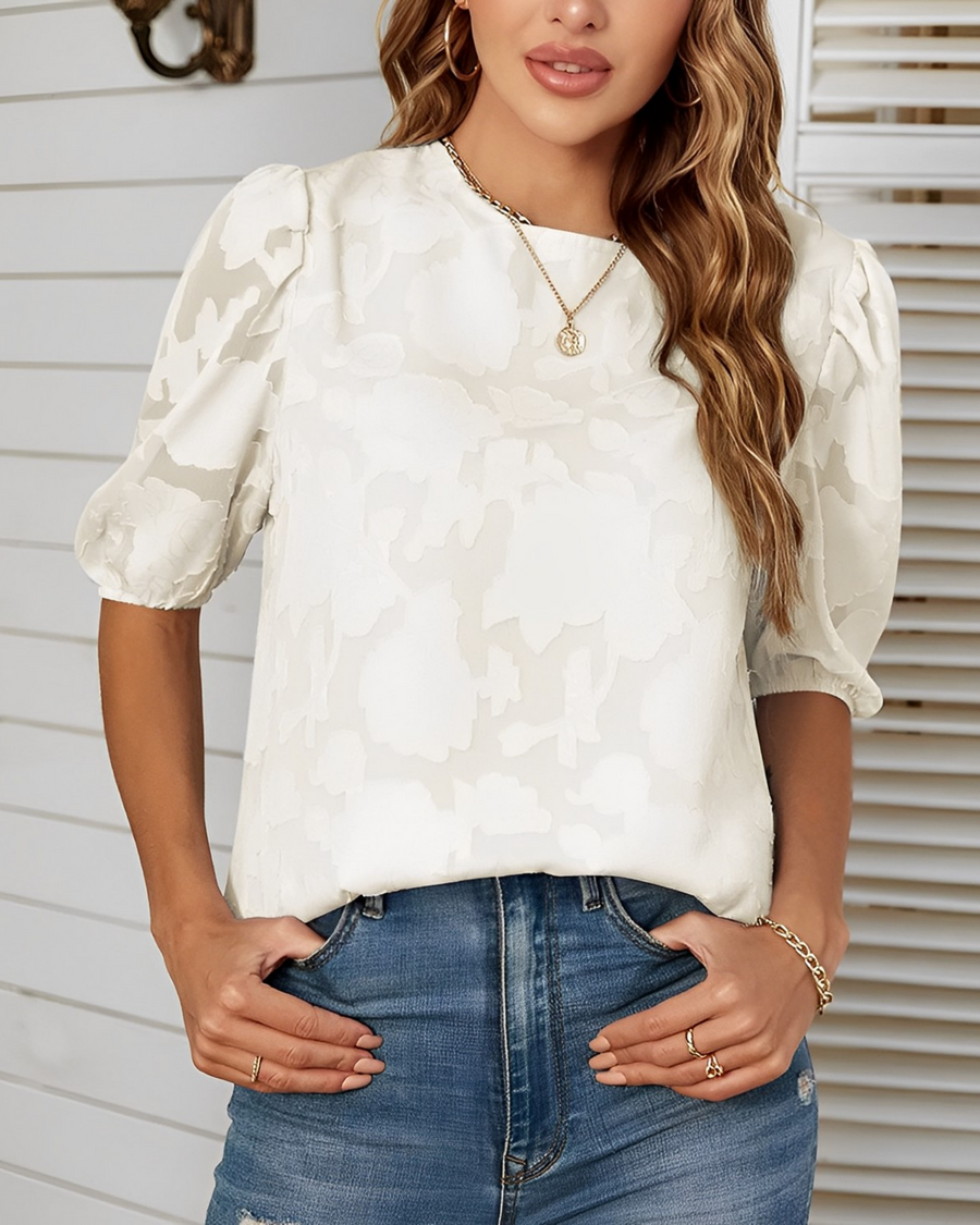 Daniela | Blusa Floral de Chifón Manga Corta