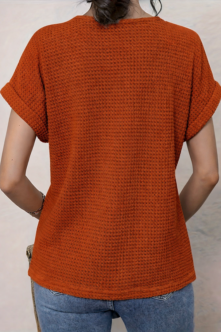 Daniela | Blusa Manga Corta Cuello V Encaje Bordado