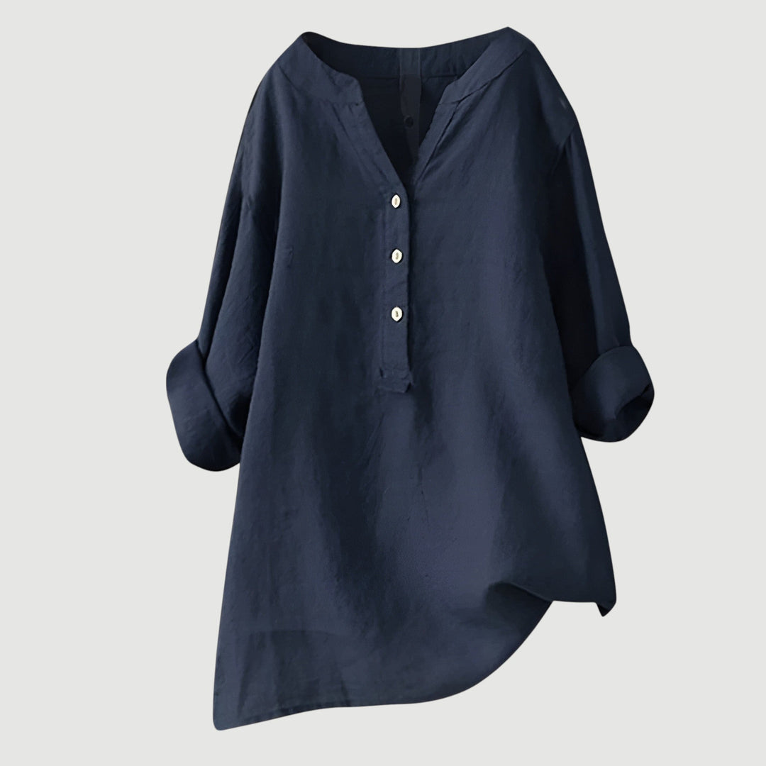 Daniela | Blusa Túnica Cuello V Manga Larga