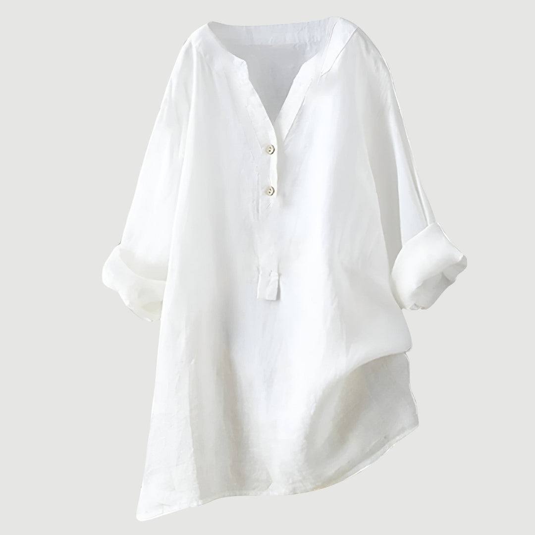 Daniela | Blusa Túnica Cuello V Manga Larga
