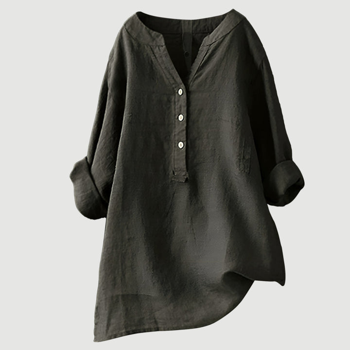 Daniela | Blusa Túnica Cuello V Manga Larga