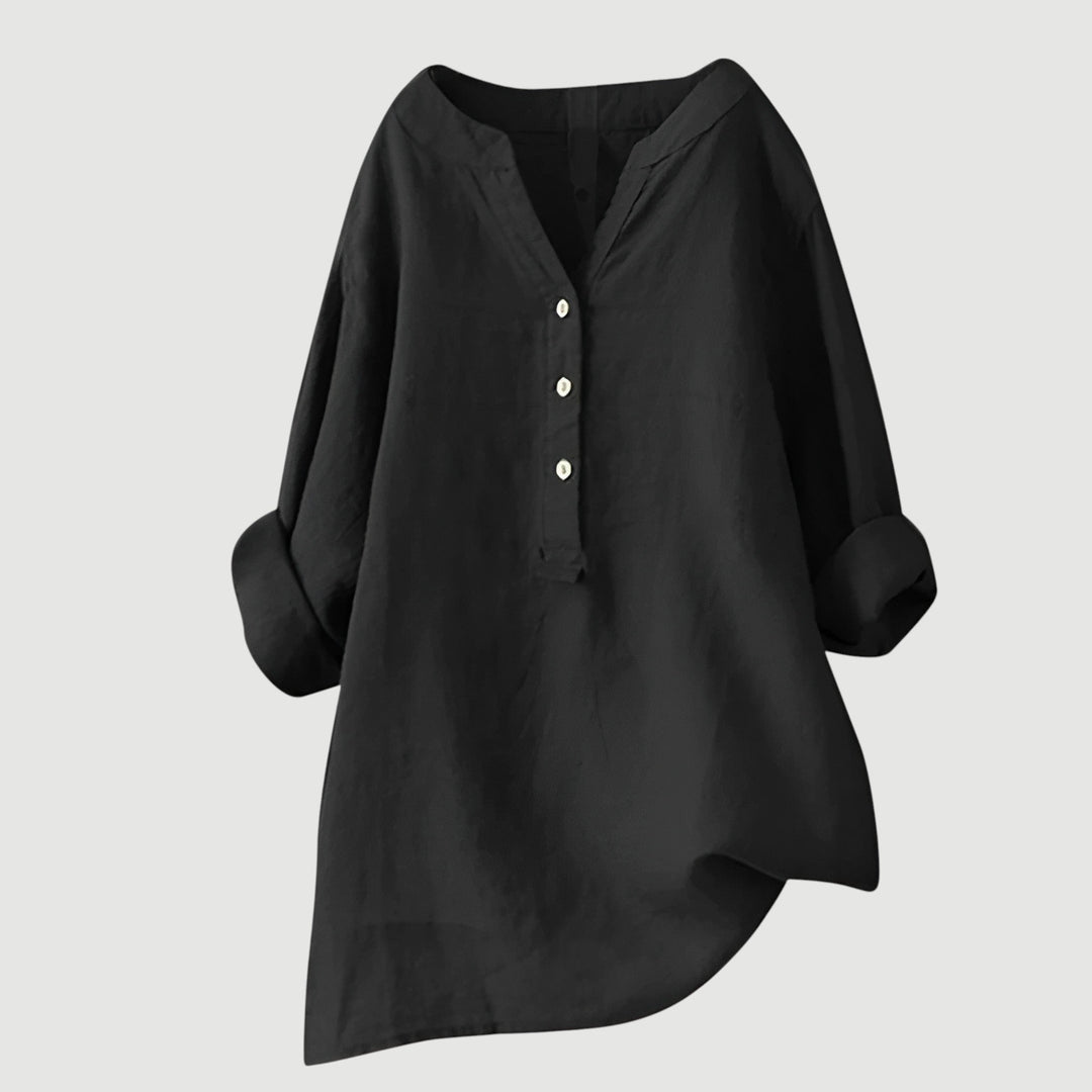 Daniela | Blusa Túnica Cuello V Manga Larga
