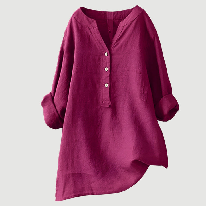 Daniela | Blusa Túnica Cuello V Manga Larga