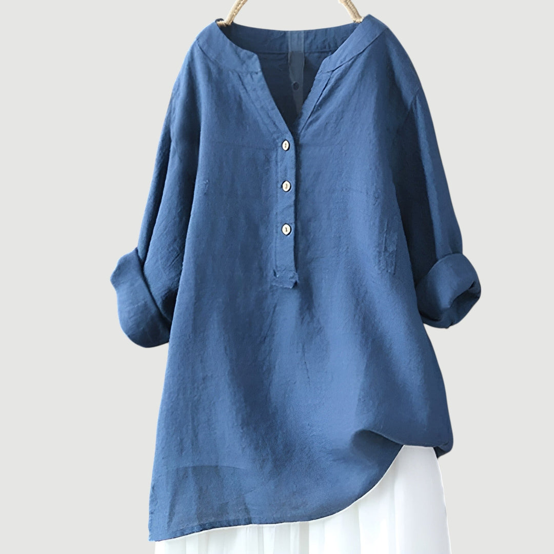 Daniela | Blusa Túnica Cuello V Manga Larga
