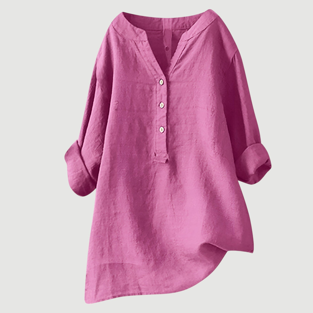 Daniela | Blusa Túnica Cuello V Manga Larga