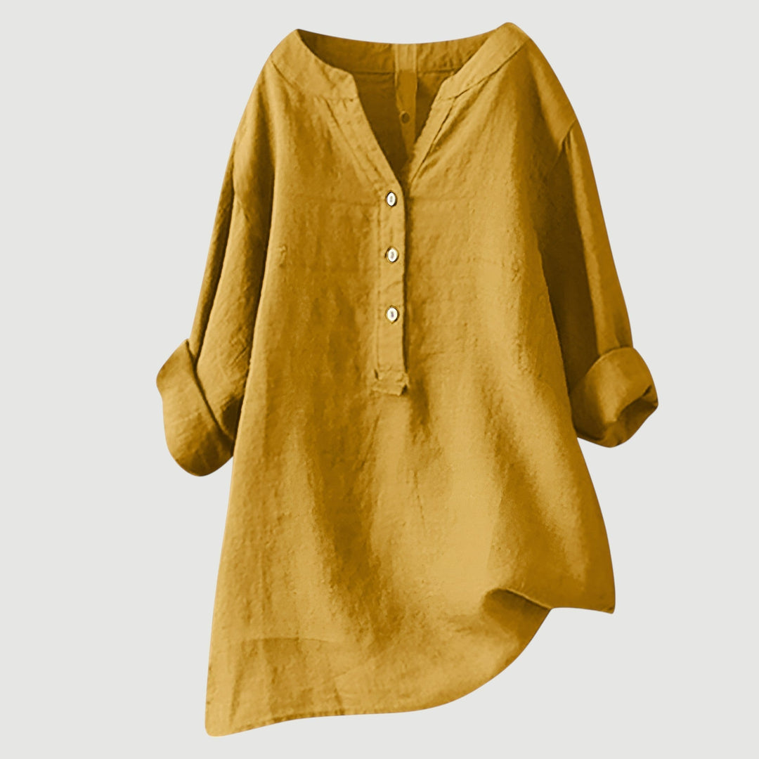 Daniela | Blusa Túnica Cuello V Manga Larga