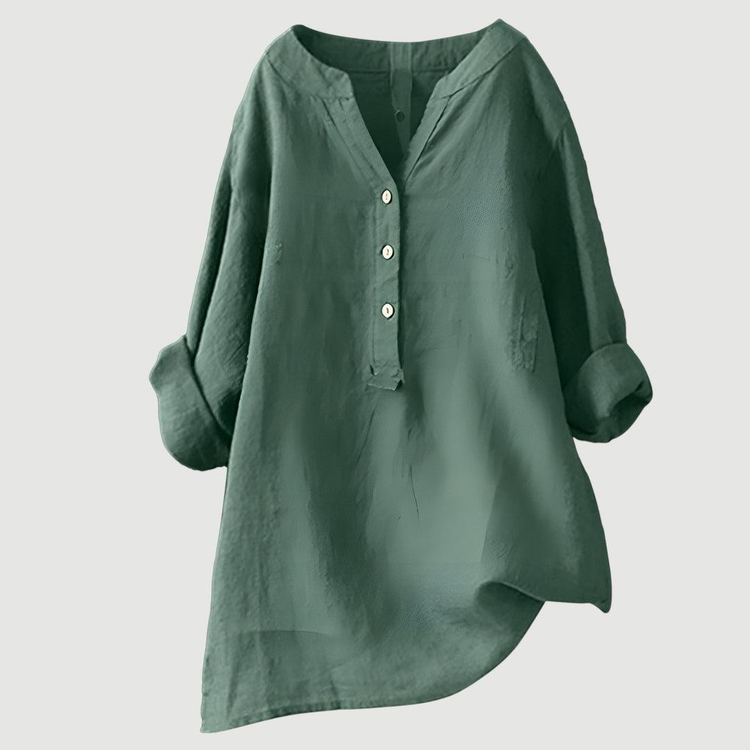 Daniela | Blusa Túnica Cuello V Manga Larga