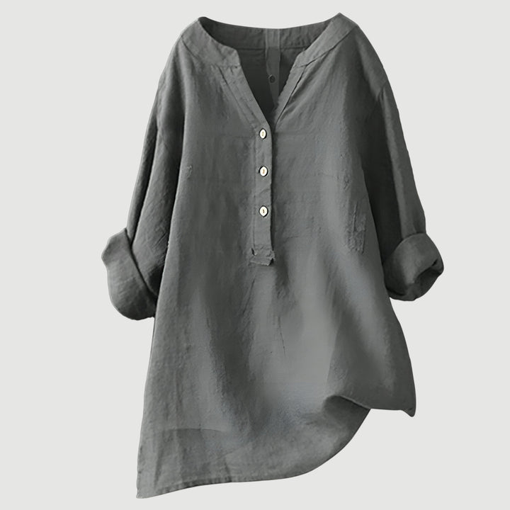 Daniela | Blusa Túnica Cuello V Manga Larga