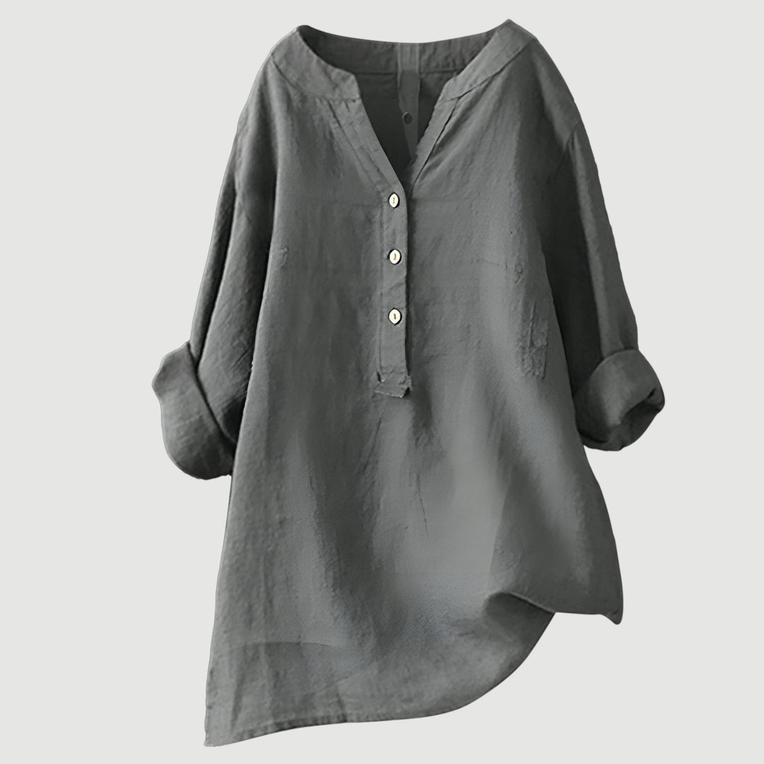 Daniela | Blusa Túnica Cuello V Manga Larga