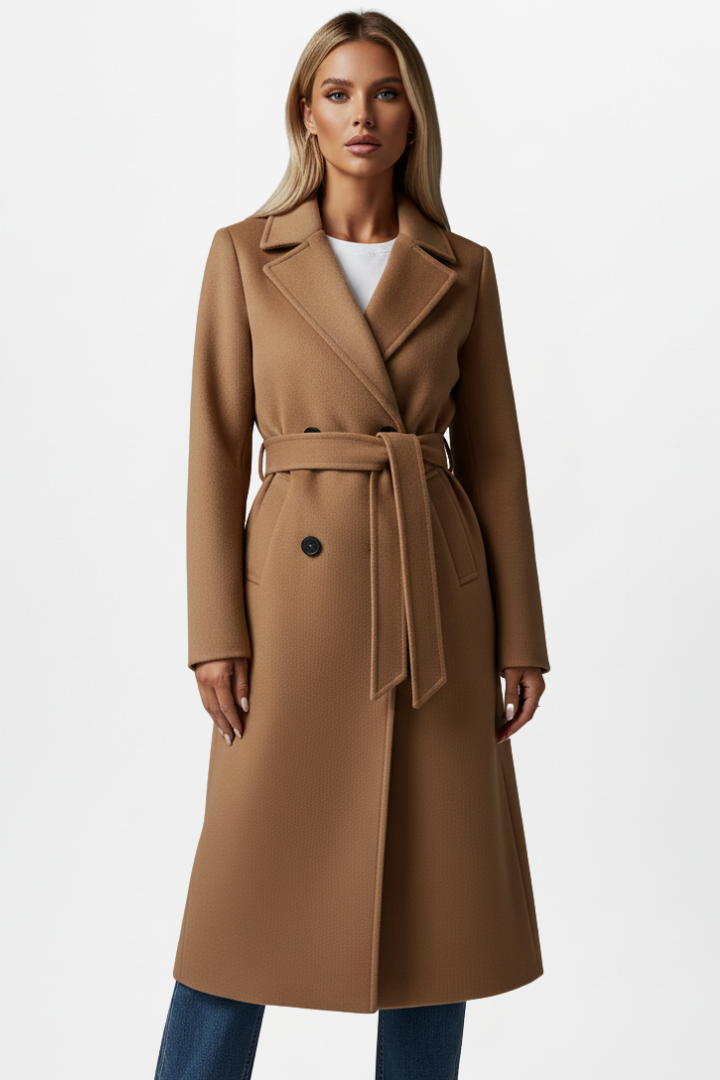Daniela | Chaqueta Trench Mujer Larga Cruzada Cinturón