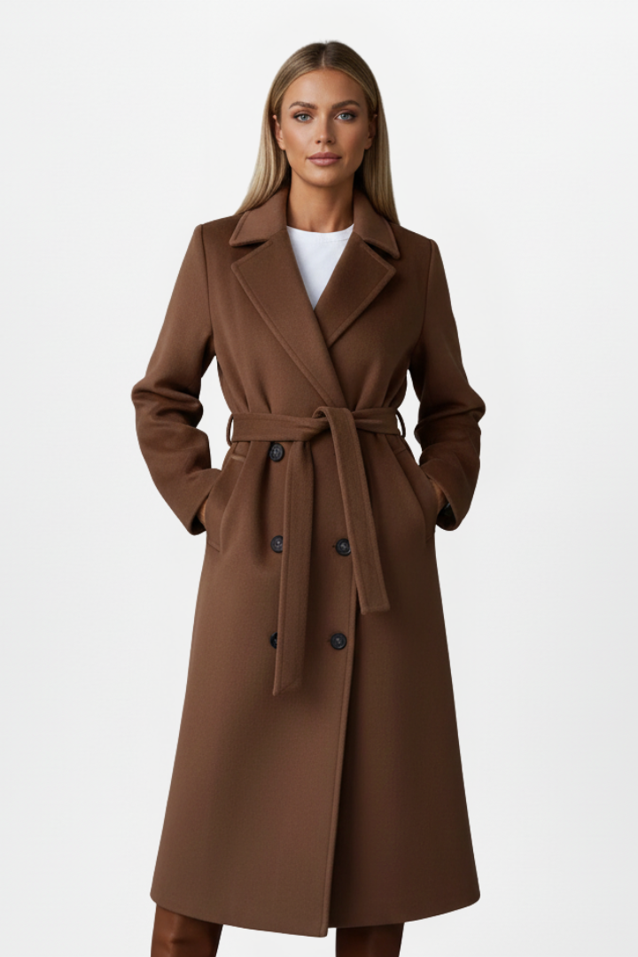 Daniela | Chaqueta Trench Mujer Larga Cruzada Cinturón