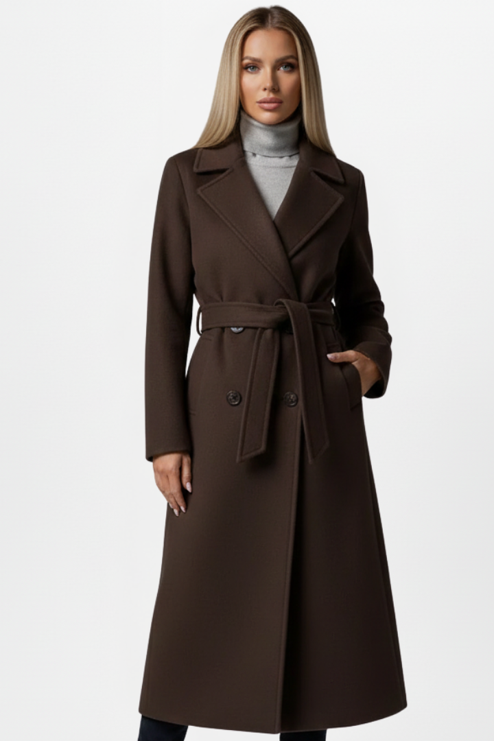 Daniela | Chaqueta Trench Mujer Larga Cruzada Cinturón