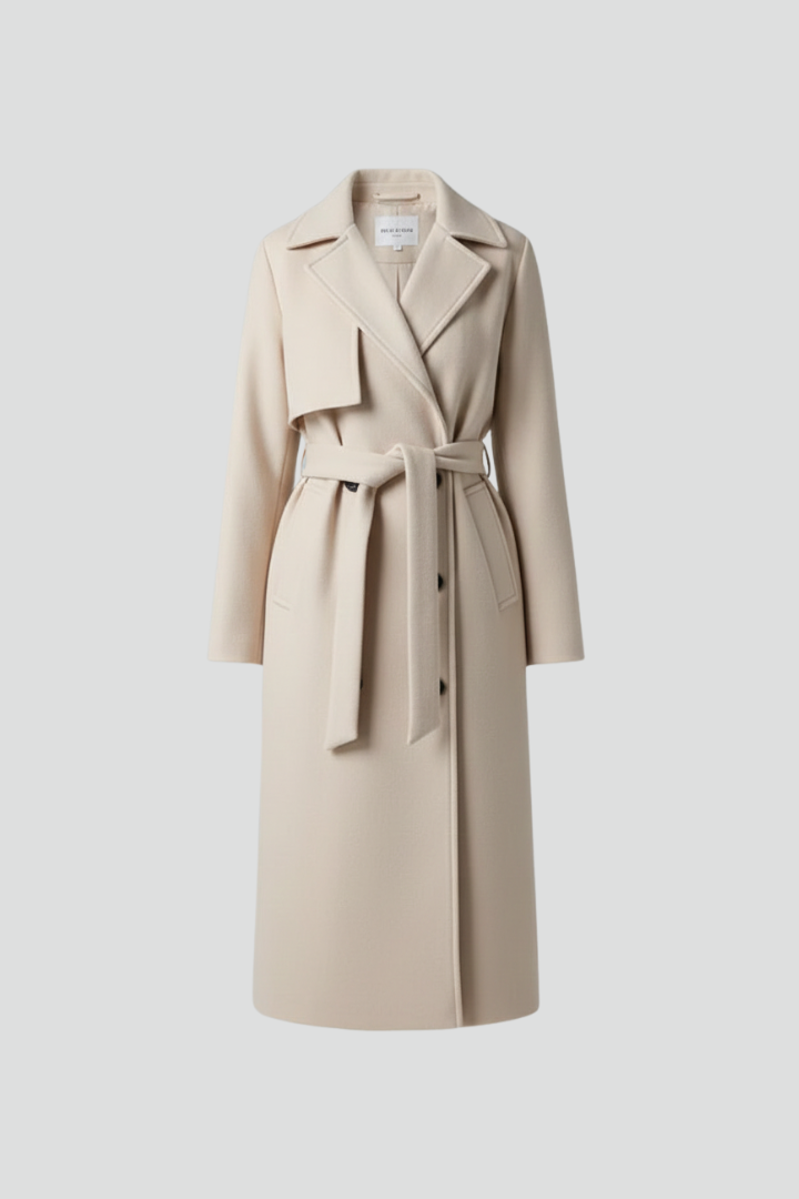 Daniela | Chaqueta Trench Mujer Larga Cruzada Cinturón