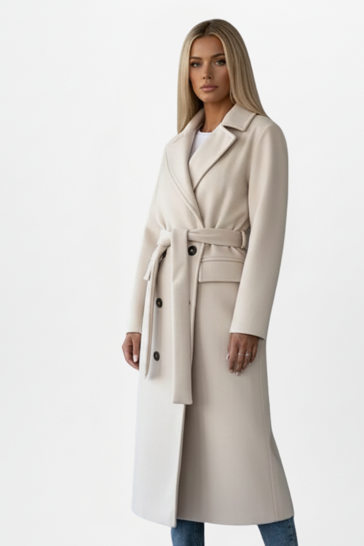 Daniela | Chaqueta Trench Mujer Larga Cruzada Cinturón