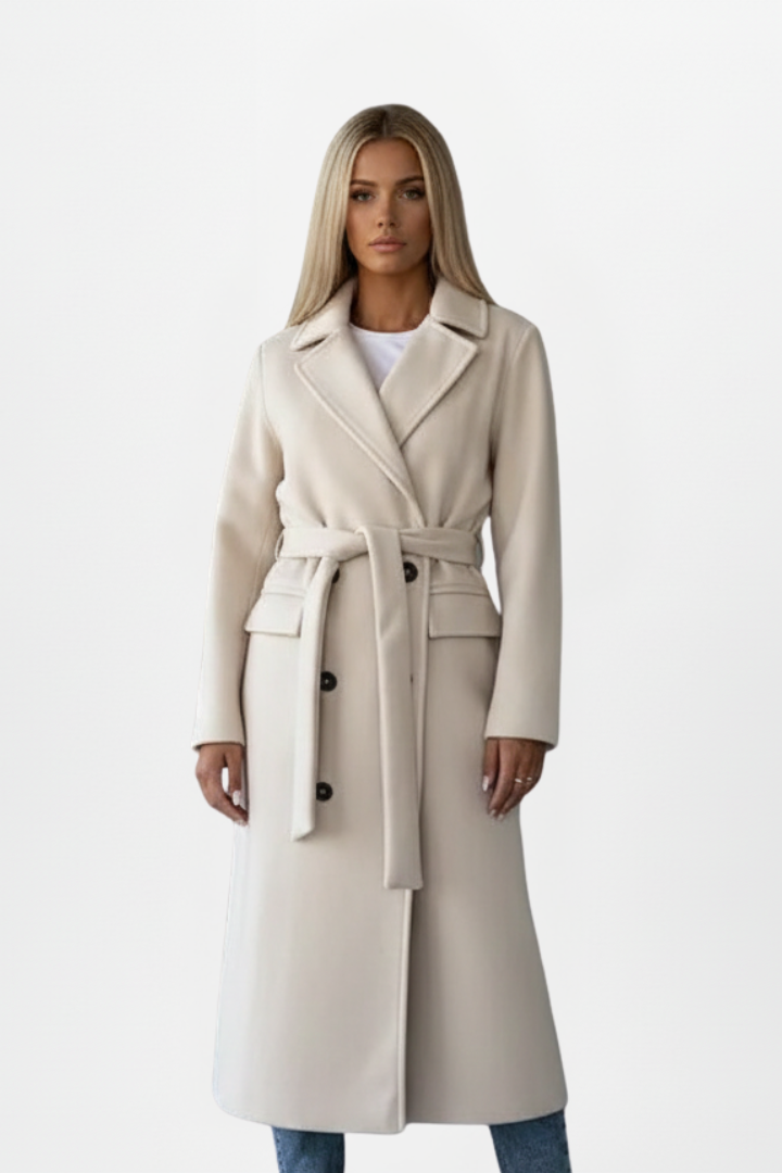 Daniela | Chaqueta Trench Mujer Larga Cruzada Cinturón
