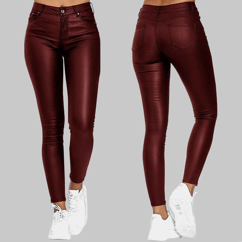 Daniela | Pantalones Mujer Cuero Sintético Tiro Alto Skinny