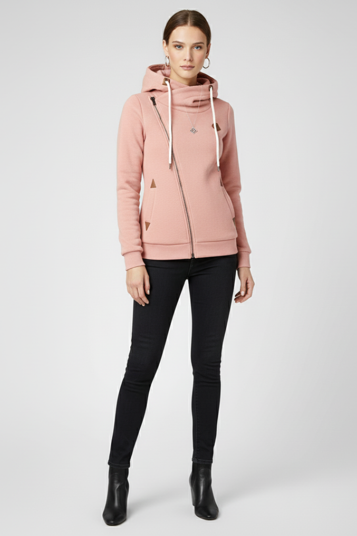 Daniela | Sudadera con Capucha Zip Asimétrico Mujer