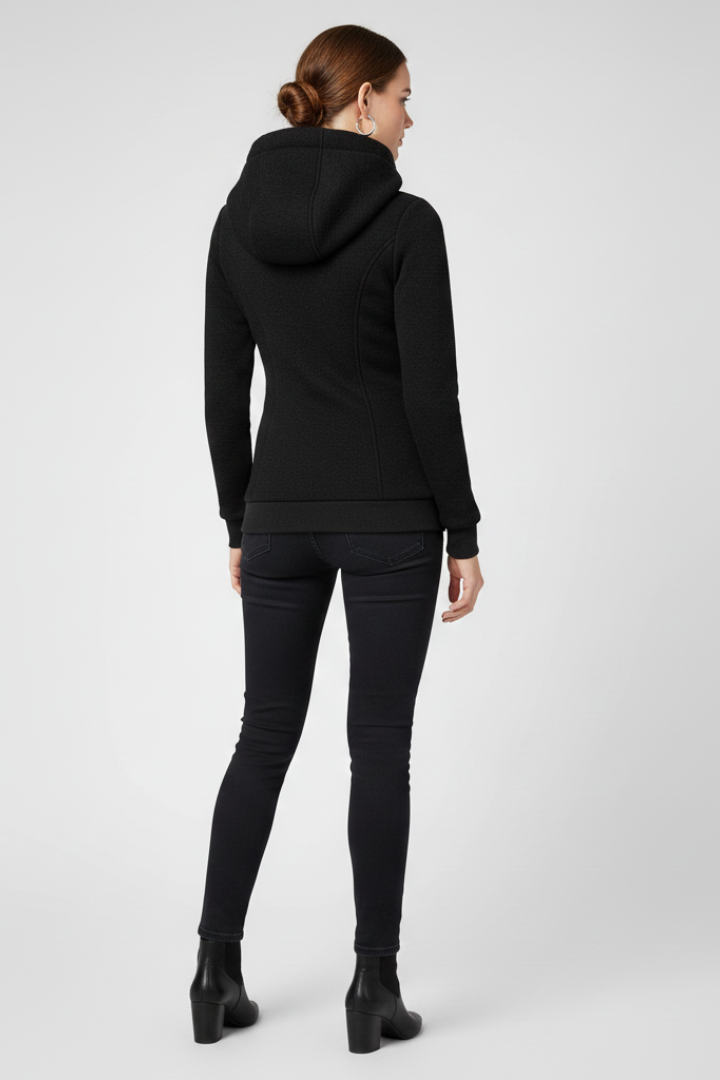 Daniela | Sudadera con Capucha Zip Asimétrico Mujer