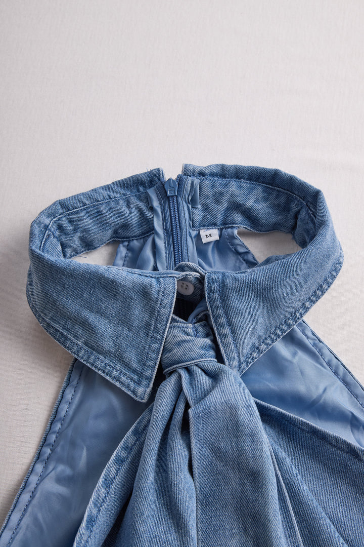 Daniela | Top Halter Cuello Anudado Sin Mangas